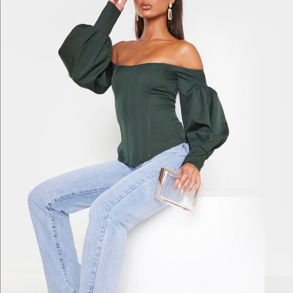 PrettyLittleThing Tops - Mint/green ballon corset top